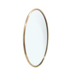 Mid Century Modernist Oval Mirror with Polished Brass Frame - 3409139