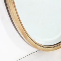 Mid Century Modernist Oval Mirror with Polished Brass Frame - 3409155
