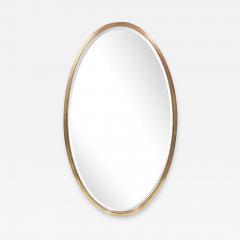 Mid Century Modernist Oval Mirror with Polished Brass Frame - 3409779