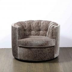Mid Century Modernist Ovoid Swivel Chair in Holly Hunt Cliffside Ecriture Velvet - 2660672