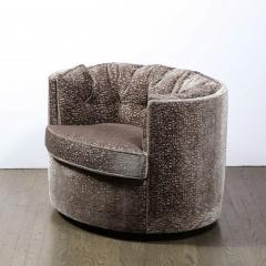 Mid Century Modernist Ovoid Swivel Chair in Holly Hunt Cliffside Ecriture Velvet - 2660717
