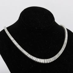 Mid Century Modernist Platinum and 388 Baguette Cut Graduated Diamond Necklace - 3819478