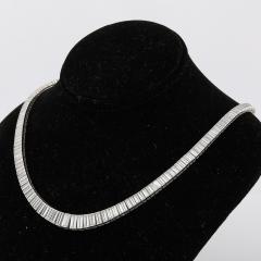 Mid Century Modernist Platinum and 388 Baguette Cut Graduated Diamond Necklace - 3819480