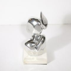 Mid Century Modernist Polished Aluminum Abstract Sculpture on Marble Base Signed - 4037973