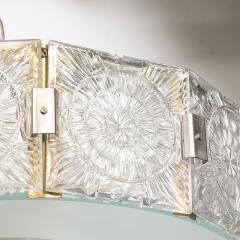 Mid Century Modernist Pressed Glass Pendant Chandelier W Frosted Diffuser - 4265633