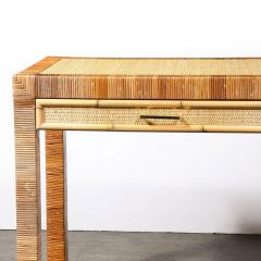 Mid Century Modernist Rattan Bamboo Wrapped Desk signed Bielecky Brothers - 4142090