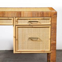 Mid Century Modernist Rattan Bamboo Wrapped Desk signed Bielecky Brothers - 4142103