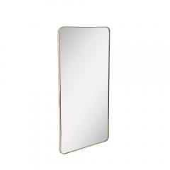 Mid Century Modernist Rectangular Brass Wrapped Mirror - 3523766