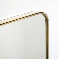Mid Century Modernist Rectangular Brass Wrapped Mirror - 3523871