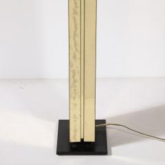 Mid Century Modernist Rectilinear Floor Lamp in Brass Black Enamel - 3553710