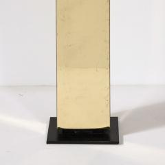 Mid Century Modernist Rectilinear Floor Lamp in Brass Black Enamel - 3553787