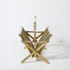 Mid Century Modernist Rectilinear Folding Magazine Stand in Brass - 4038002