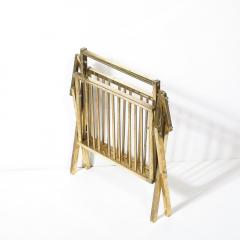 Mid Century Modernist Rectilinear Folding Magazine Stand in Brass - 4038029