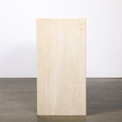 Mid Century Modernist Rectilinear Minimal Travertine Pedestal - 4792486