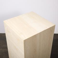 Mid Century Modernist Rectilinear Minimal Travertine Pedestal - 4792489