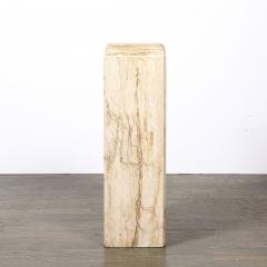 Mid Century Modernist Rectilinear Travertine Pedestal with Stepped Detailing - 4654174