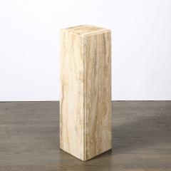 Mid Century Modernist Rectilinear Travertine Pedestal with Stepped Detailing - 4654178