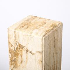 Mid Century Modernist Rectilinear Travertine Pedestal with Stepped Detailing - 4654219