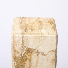 Mid Century Modernist Rectilinear Travertine Pedestal with Stepped Detailing - 4654220