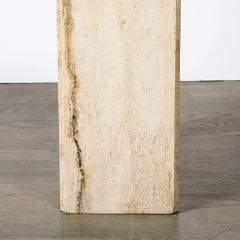 Mid Century Modernist Rectilinear Travertine Pedestal with Stepped Detailing - 4654229