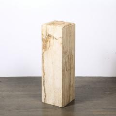 Mid Century Modernist Rectilinear Travertine Pedestal with Stepped Detailing - 4654251