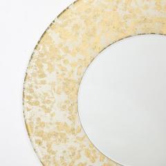 Mid Century Modernist Round 24 Karat Gold Leaf Illuminated Murano Glass Mirror - 4514385