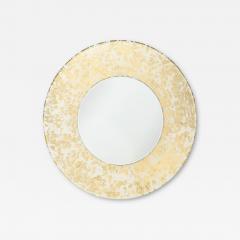 Mid Century Modernist Round 24 Karat Gold Leaf Illuminated Murano Glass Mirror - 4515478