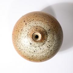 Mid Century Modernist Round Speckled Earth Tone Ceramic Vase w Tapered Neck - 3600064
