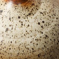 Mid Century Modernist Round Speckled Earth Tone Ceramic Vase w Tapered Neck - 3600066