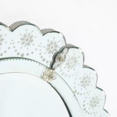 Mid Century Modernist Scallop Design Reverse Etched Beveled Mirror - 4826928