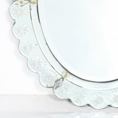 Mid Century Modernist Scallop Design Reverse Etched Beveled Mirror - 4827003