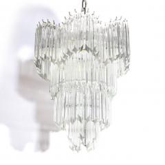 Mid Century Modernist Scalloped Four Tier Cut Triedre Crystal Camer Chandelier - 2659764