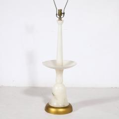 Mid Century Modernist Sculptural Balustrade Form Table Lamp in Carrera Marble - 3523710