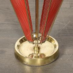 Mid Century Modernist Sculptural Brass Carnelian Red Enamel Umbrella Stand - 4720009
