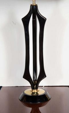 Mid Century Modernist Sculptural Lamp in Ebonized Walnut and Brass - 1484672