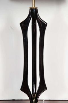 Mid Century Modernist Sculptural Lamp in Ebonized Walnut and Brass - 1484673