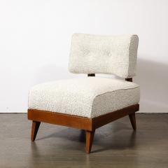 Mid Century Modernist Sculptural Oak Lounge Chairs in Off White Boucle - 4265992