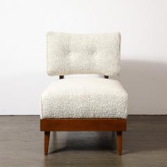 Mid Century Modernist Sculptural Oak Lounge Chairs in Off White Boucle - 4266002