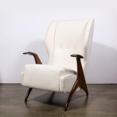 Mid Century Modernist Sculptural Walnut Arm Chairs in Holly Hunt Boucle Fabric - 3375845