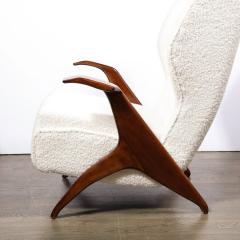 Mid Century Modernist Sculptural Walnut Arm Chairs in Holly Hunt Boucle Fabric - 3375855
