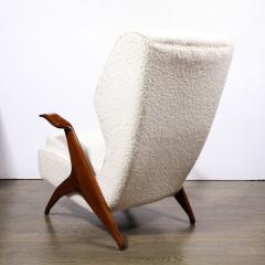 Mid Century Modernist Sculptural Walnut Arm Chairs in Holly Hunt Boucle Fabric - 3375956