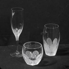 Mid Century Modernist Sevres Primavera Pattern Cut Crystal Glassware Set - 3998499