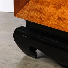 Mid Century Modernist Shadowbox Mirrored Front Walnut Black Lacquer End Table - 4653681