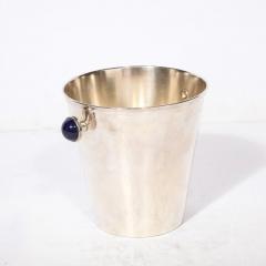 Mid Century Modernist SilverPlate Ice Bucket with Inlaid Lapis Lazuli - 3276478