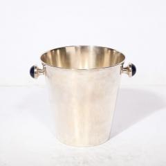 Mid Century Modernist SilverPlate Ice Bucket with Inlaid Lapis Lazuli - 3276480