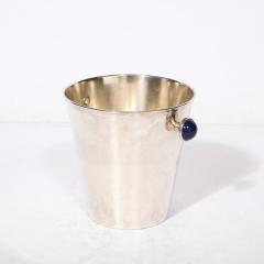 Mid Century Modernist SilverPlate Ice Bucket with Inlaid Lapis Lazuli - 3276586