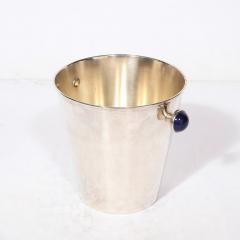 Mid Century Modernist SilverPlate Ice Bucket with Inlaid Lapis Lazuli - 3276629