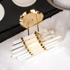 Mid Century Modernist Skyscraper Style Glass Rod Chandelier with Brass Fittings - 3375790
