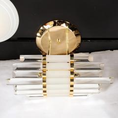 Mid Century Modernist Skyscraper Style Glass Rod Chandelier with Brass Fittings - 3375888