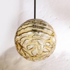 Mid Century Modernist Smoked Amber Molten Banded Murano Glass Pendant Chandelier - 3276167